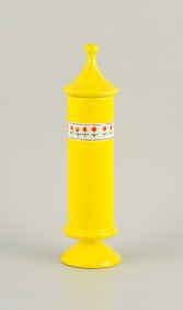 Alvino Bagni, Italy, tall unique vase in yellow hand-decorated ceramic.