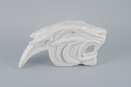 Roger Guerin (1896-1954), unique sculpture in white glazed ceramic in the form of a cat.
