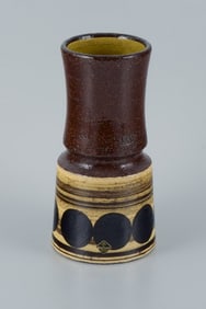 Olle Alberius for Rørstand, Atelje, hand-painted ceramic vase decorated with circles.