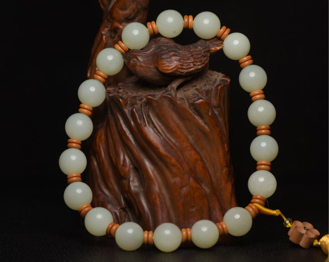 Chinese Hetian Jade Beads Hand Chain (1 of 9)
