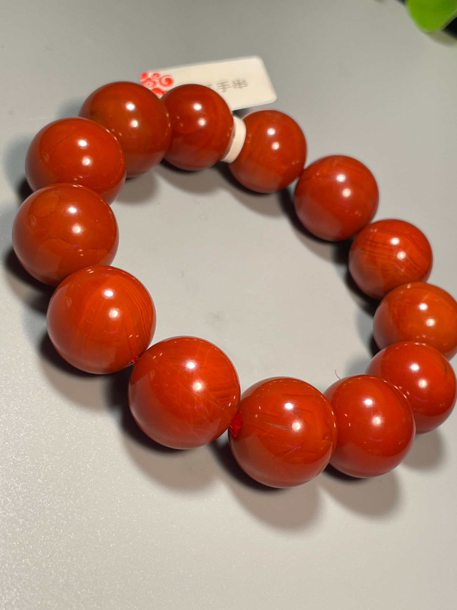 Superb Chinese Natural Nanhong Agate Beads Bracelet/Hand Chain w Certificate (1 of 6)