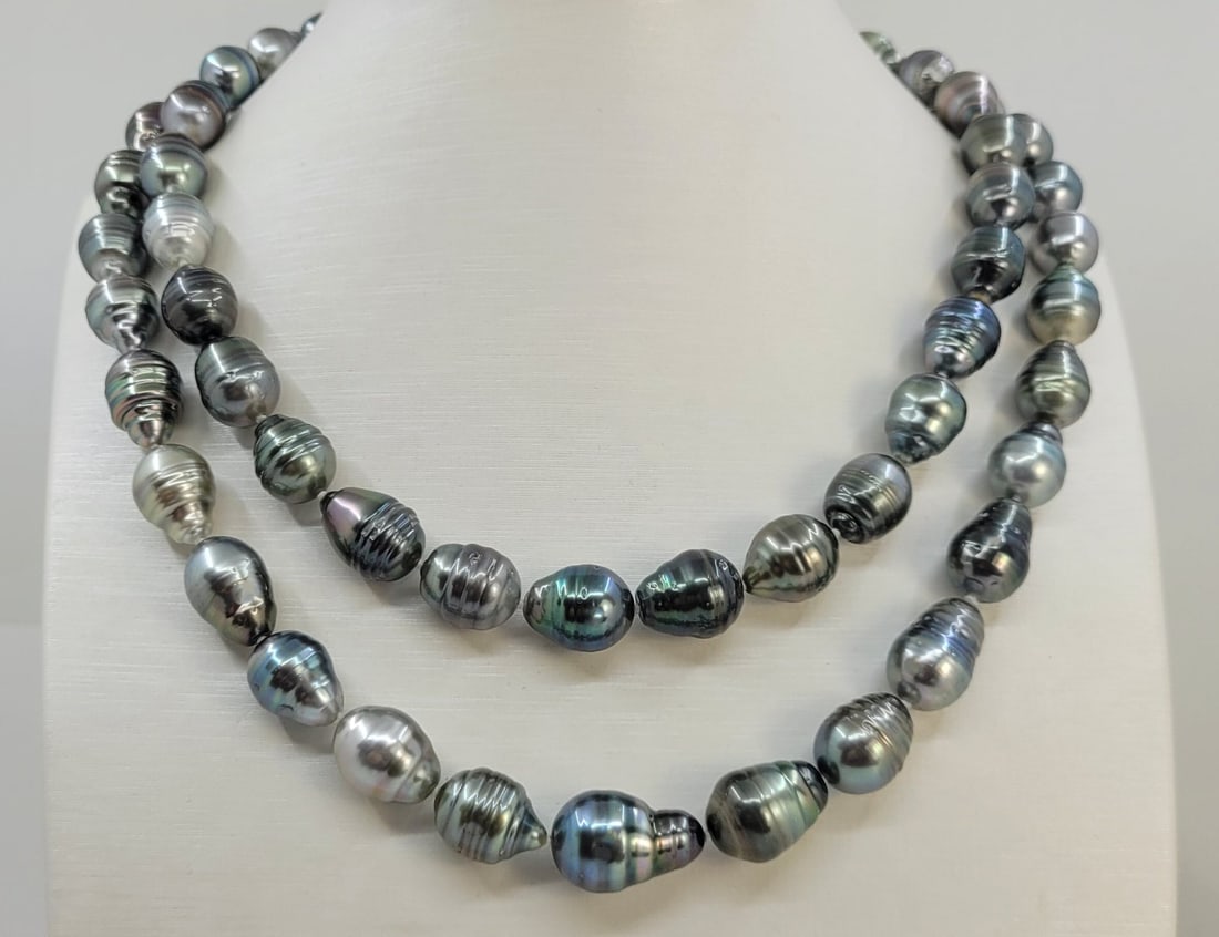 Necklace ALGT Certified Double 2 row Bright 8.5x10.3mm Multi Tahitian pearls: Title: Necklace ALGT Certified Double 2 row Bright 8.5x10.3mm Multi Tahitian pearls Description: ALGT Pearl Certificate included. ALGT Report # 90962956 Grown in the black-lipped Pinctada margaritifer