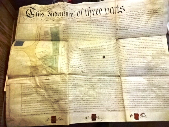1818 English Vellum Indenture Handcolored Survey (1 of 3)