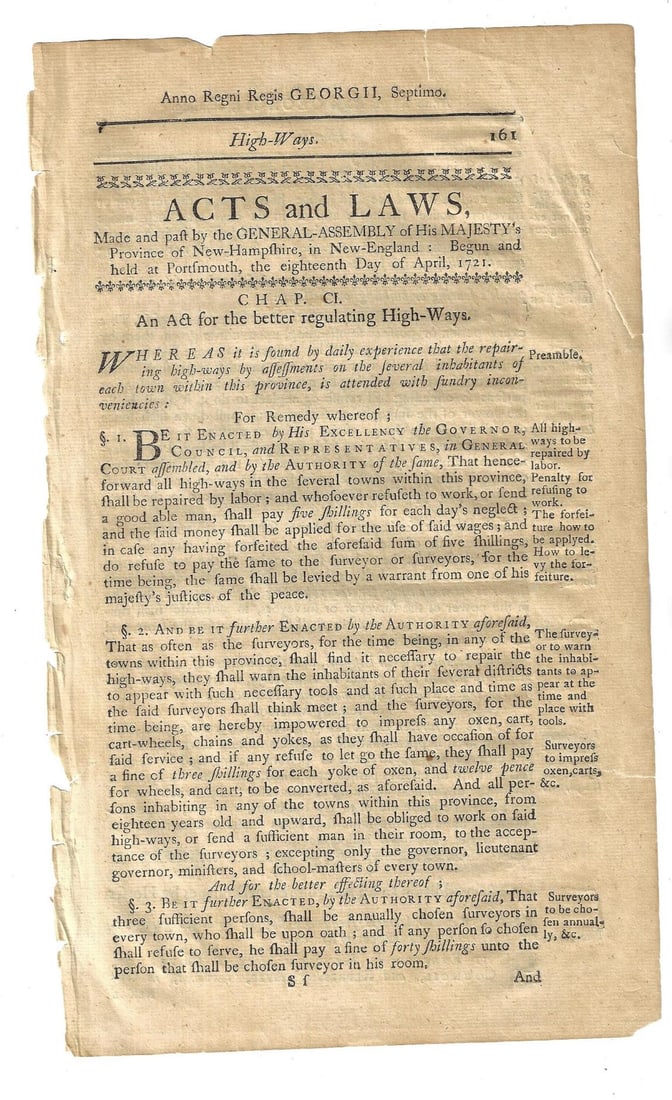 1771 Colonial Act on Highways (1 of 2)