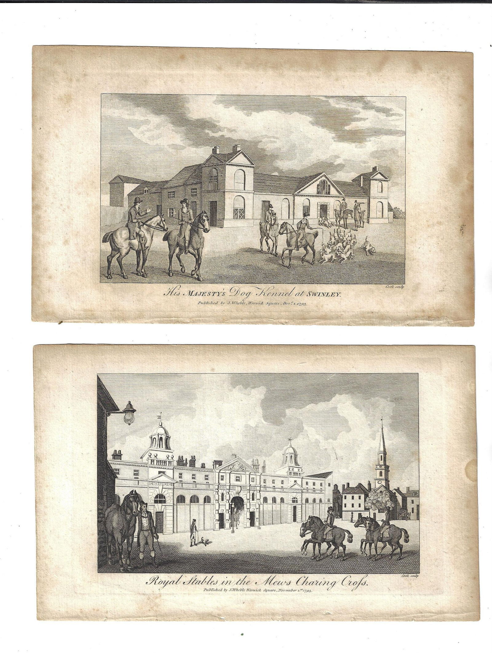 1793 Two Engravings Royal Stables and Kennel (1 of 1)