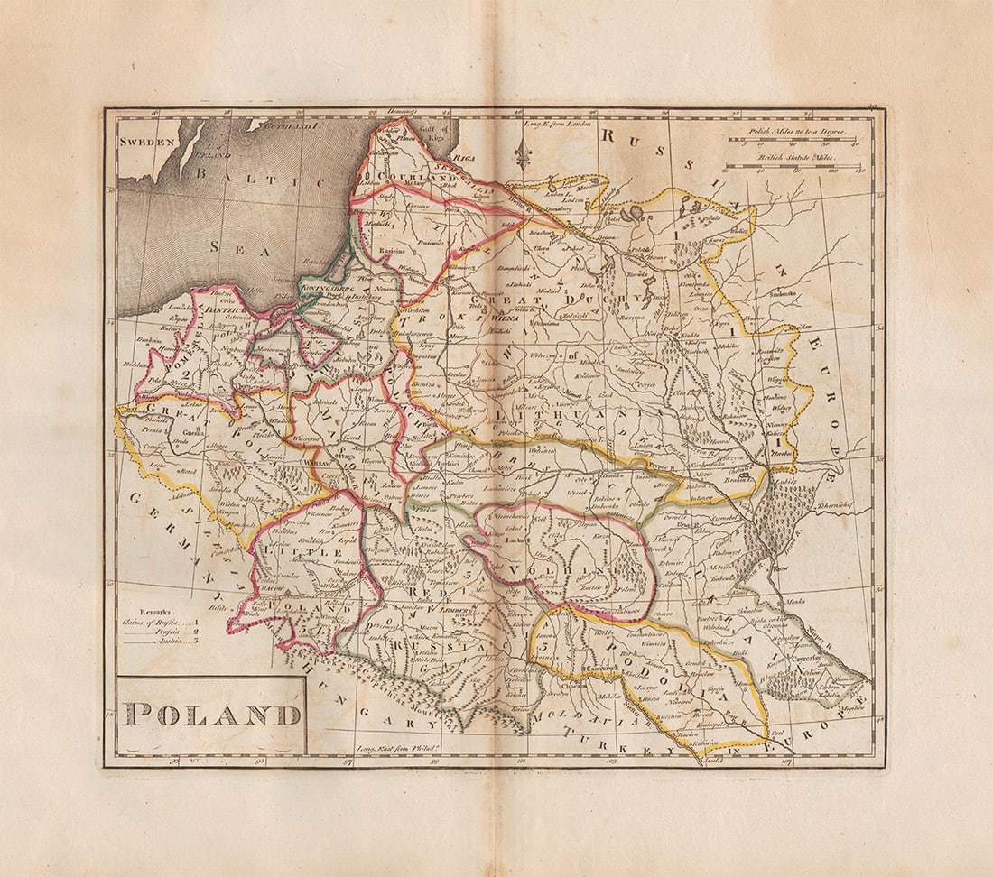 Scarce 1816 Mathew Carey map of Poland (1 of 5)