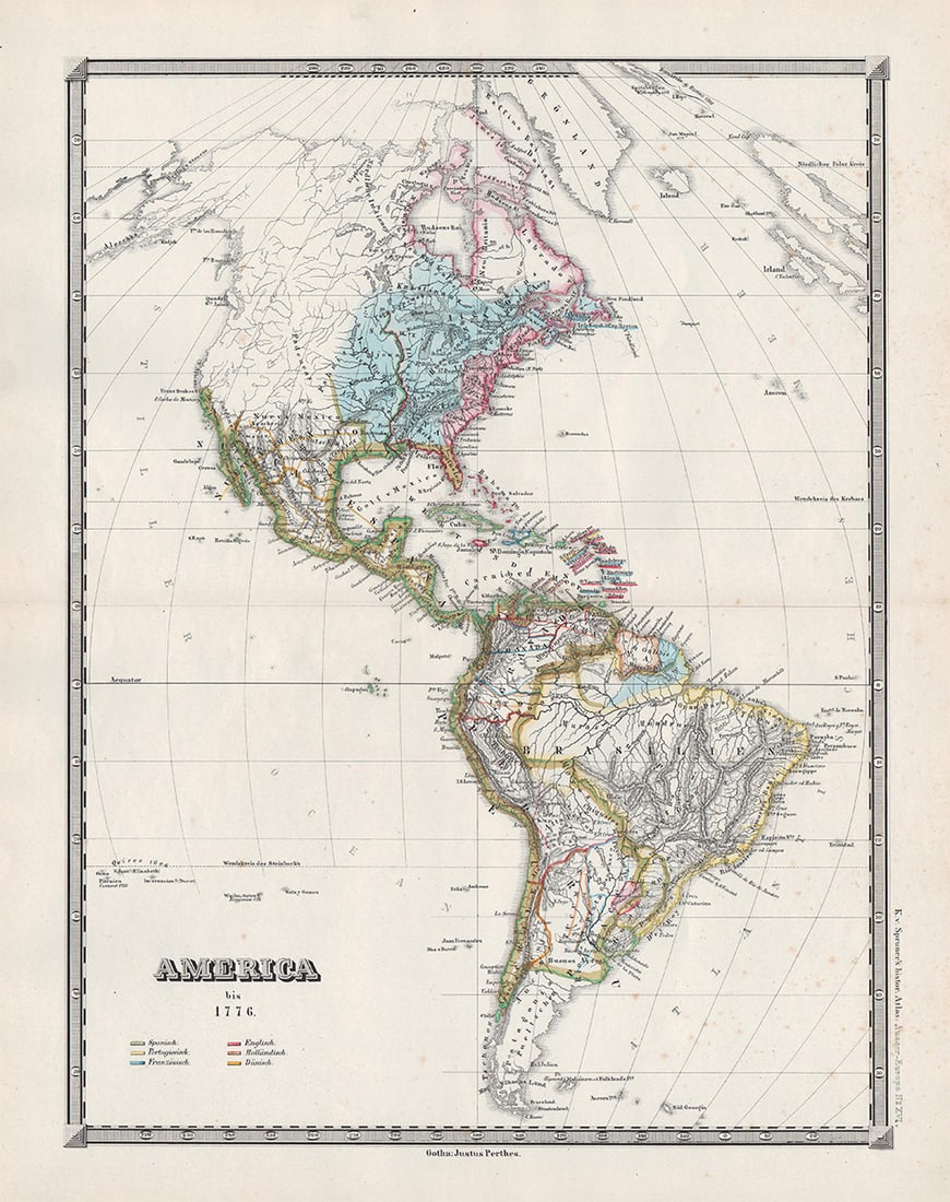 Scarce 1855 map of America up to 1776 (1 of 6)