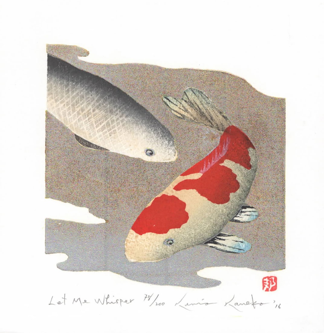 Kunio Kaneko (B. - 1949): Let Me Whisper: Artist/Title: Kunio Kaneko (B. - 1949): Let Me Whisper Date: 2016 Medium: Woodblock Print Edition: Limited Edition #78/200 Size/Format: The print image measures 4 3/4 X 4 3/4 inches plus margins Condi
