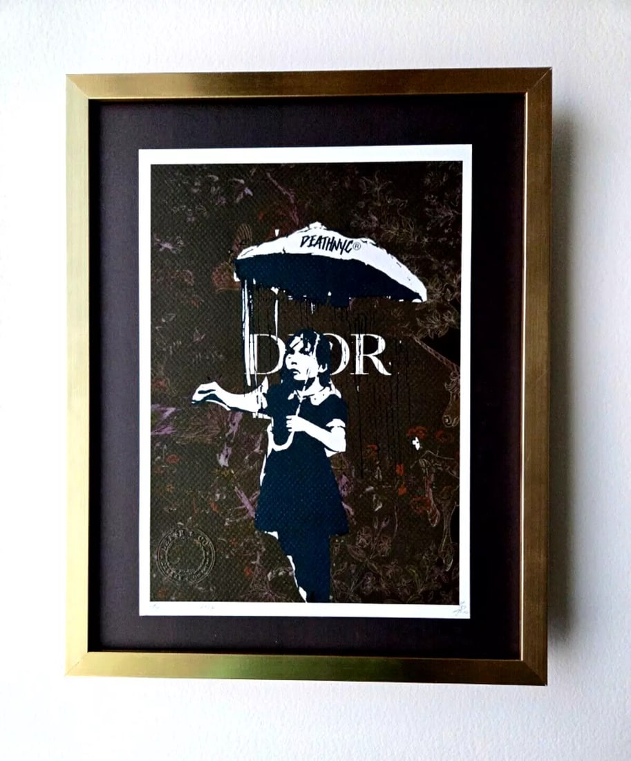 Death NYC Original FramedPop Art Hand Signed BANKSY GIRL KUSAMA JAPAN COA #8: Up for Sale this Beautiful and Scarce Print by Pop Art Graffiti Master Artist Death NYC Hand Signed in Pencil Numbered X/100 or Artist Proof This piece is mounted on a 14 x 11 in. black acid free blac