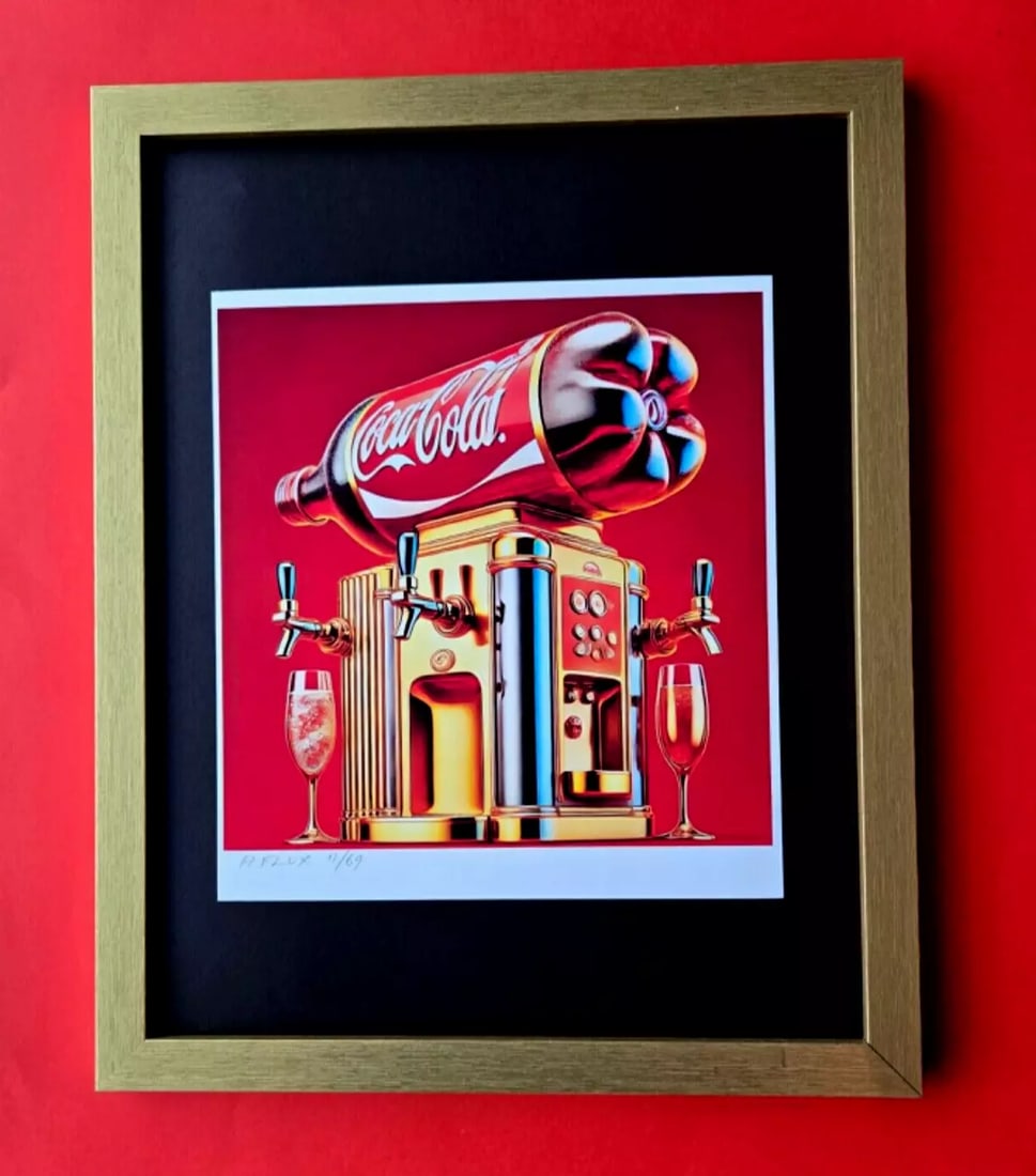 AIDAN FLUX | Hand Signed Original Print Framed LtdEd of 69 COA | COCA COLA LOVE (1 of 3)