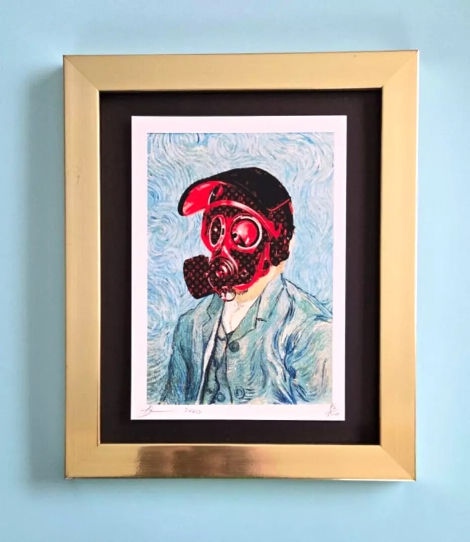 DEATH NYC Signed Original Hand Signed Print Framed LtdEd COA Van Gogh with Mask (1 of 2)