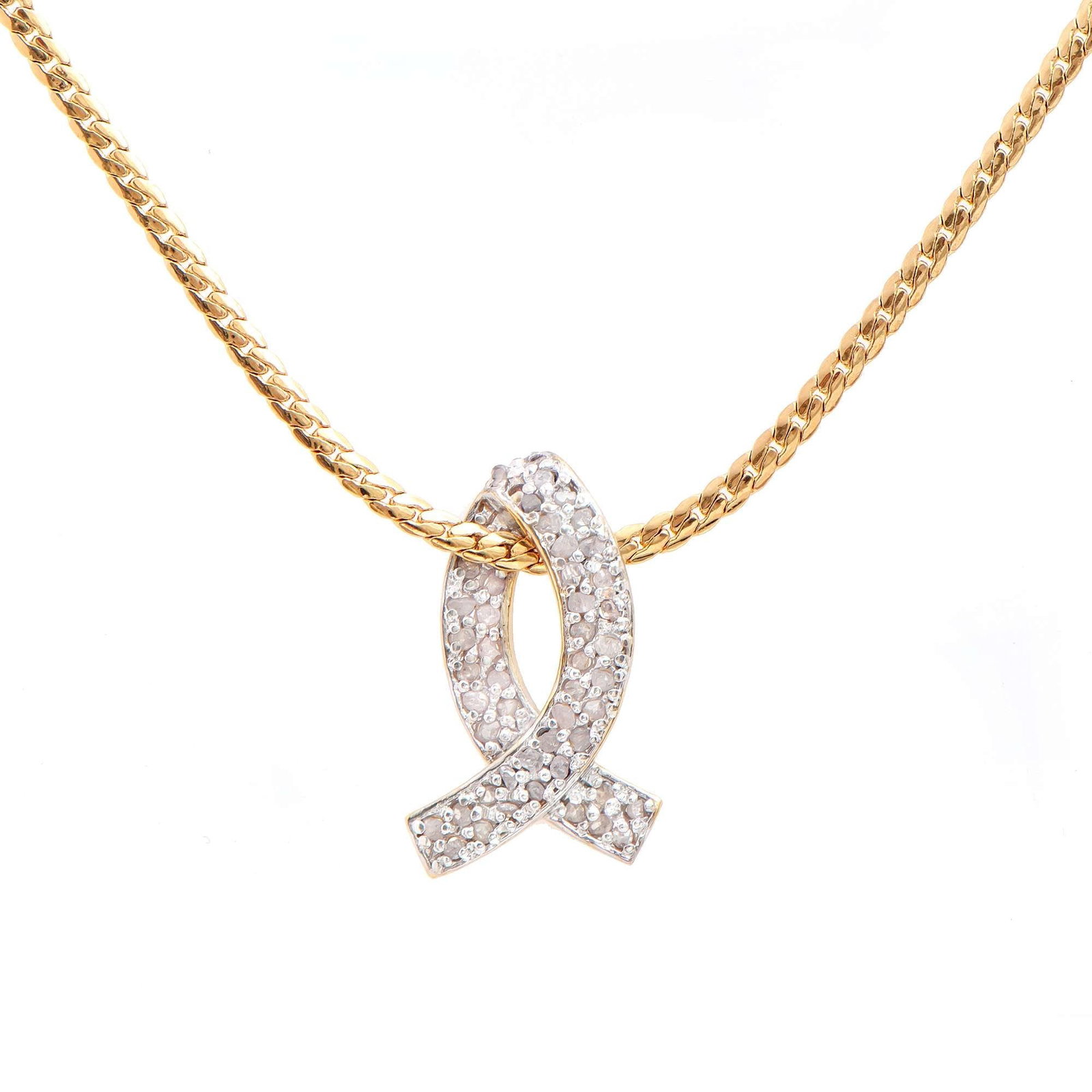 0.45 ctw Diamonds 18K Gold Plated Designer Pendant 16 in: Title: 0.45 ctw Diamonds 18K Gold Plated Designer Pendant 16 in Stone 1: Diamonds Color: H-I Shape: Rounds Size: 1.1mm Quantity: 52 CTW: 0.45 Grade: I3 Plating Material: 18K Yellow Gold Primary Materi