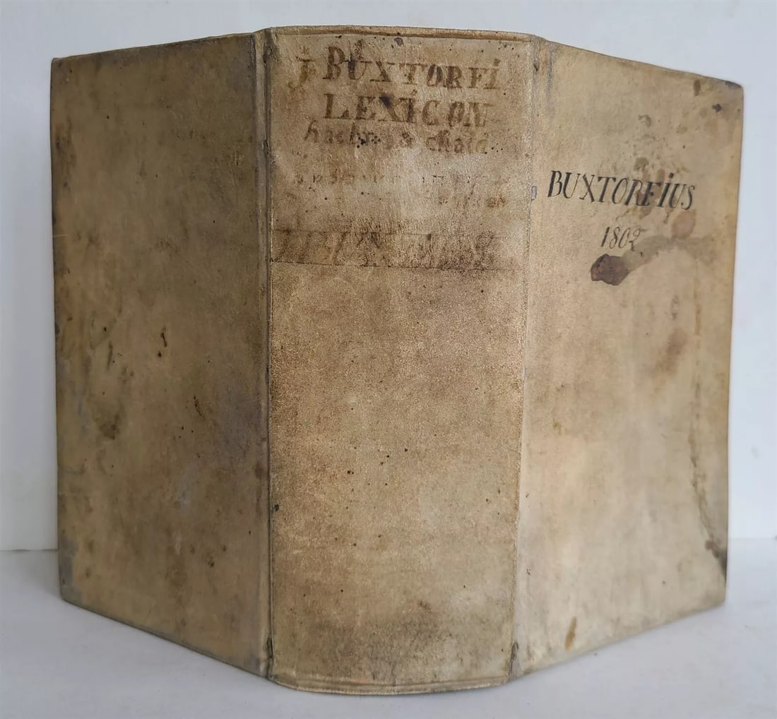 1710 LEXICON HEBRAICUM & CHALDAICUM by BUXTORF ANTIQUE VELLUM BINDING (1 of 11)