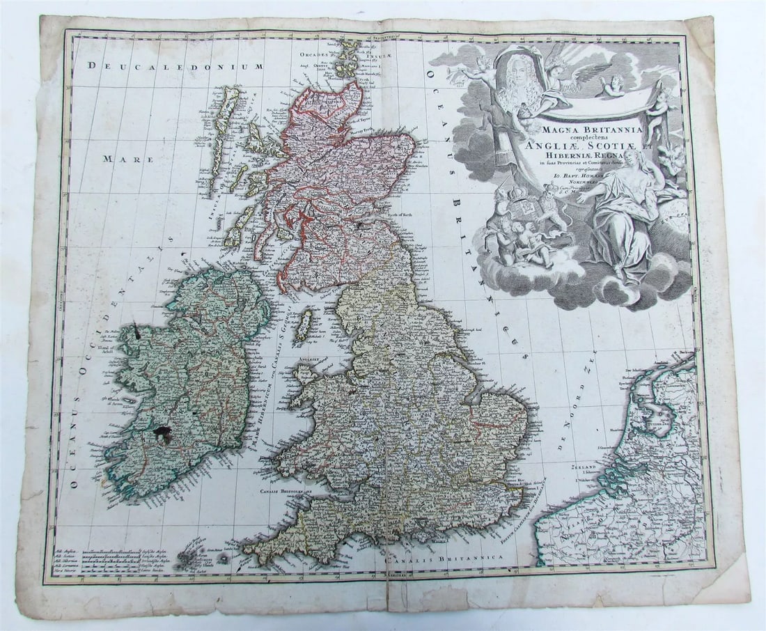 1729 antique MAP OF GREAT BRITAIN Magna Britannia complectens Angliae Scotiae (1 of 7)