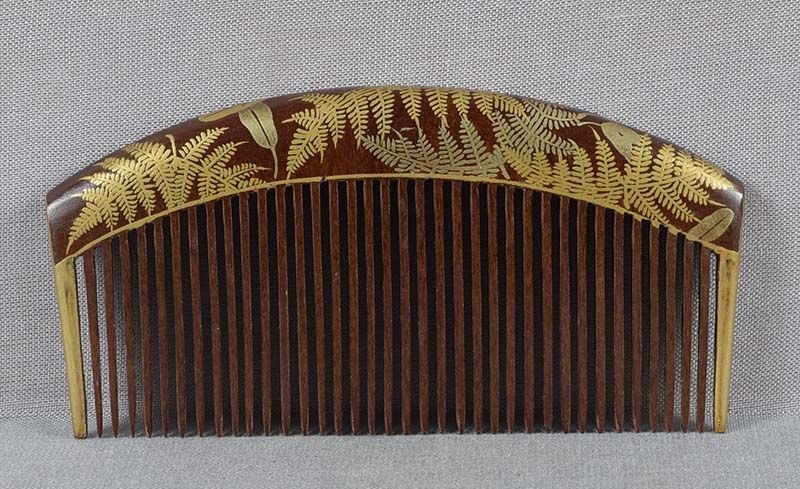 19c Japanese lacquer KUSHI hair COMB FERNS (1 of 6)