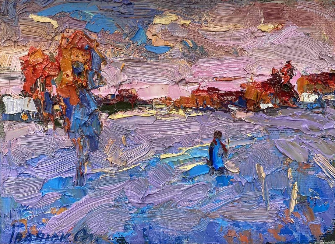 Oil painting Winter road Oksana Kalenyuk (1 of 4)
