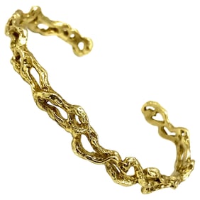 Artisan Hammered Yellow Gold Cuff Bracelet