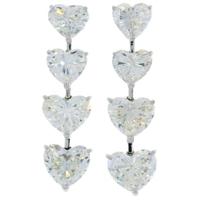 Moussaieff Heart Diamond Platinum Dangle Earrings GIA