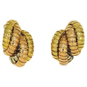 Tallarico Carlo Weingrill Tubogas Earrings Three Tone 18k Gold