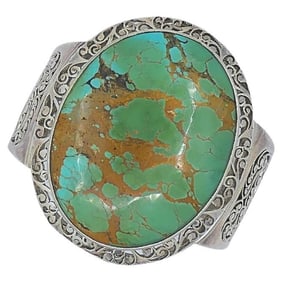 Native American Cuff Bracelet Sterling Silver Turquoise