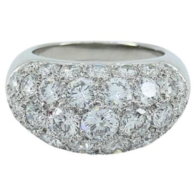 1960s Van Cleef & Arpels 18k White Gold Diamond Bombe Ring