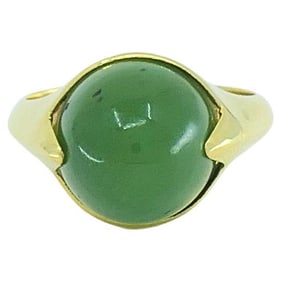 Vintage Green Jade Ring 14k Gold