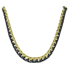 Vintage Bulgari 18k Yellow & Blackened Gold Curb link Chain Necklace