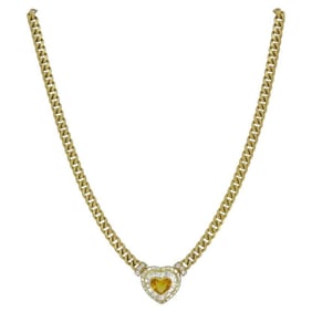 Vintage Bulgari Sapphire Diamond Heart Necklace