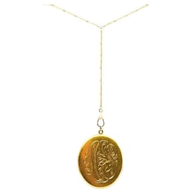 Victorian Locket Pendant and Pocket Watch Chain 14k Gold