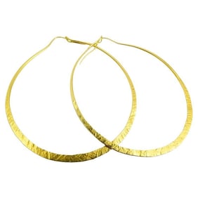 14k Hammered Gold Flat Hoop Earrings