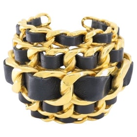 Vintage Chanel 1991 Gold Leather Cuff