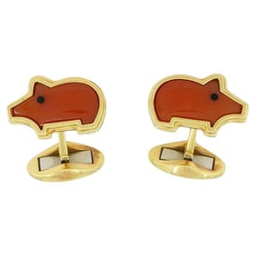 Tiffany & Co. 18k Gold Coral Hog Cufflinks