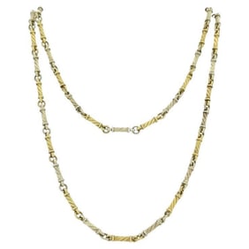 Vintage Gübelin 18k Two-tone Gold Barrel Link Chain Necklace