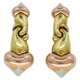 Bvlgari Bulgari Passo Doppio Tri-tone 18k Gold Heart Earrings