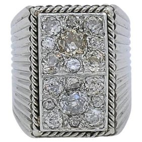 French Vintage Diamond White Gold Ring