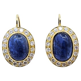 Sapphire Diamond Halo Earrings 14k Gold