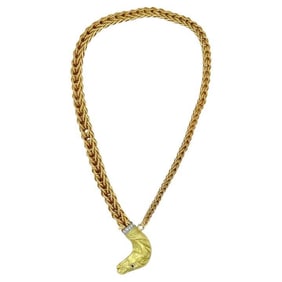 Vintage Hermes Georges L'Enfant Equestrian 18k Gold Diamond Choker Necklace
