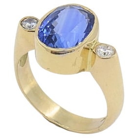 Vintage Sapphire Ring Diamond 14k Gold