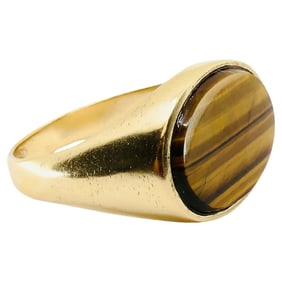 Vintage Tiger’s Eye Oval Ring 10k Gold