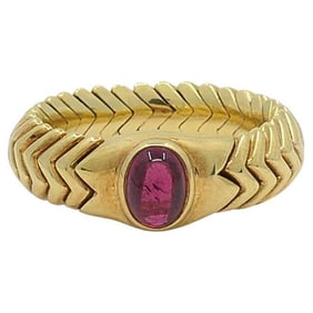 Bvlgari Spiga 18K Gold Tourmaline Ring