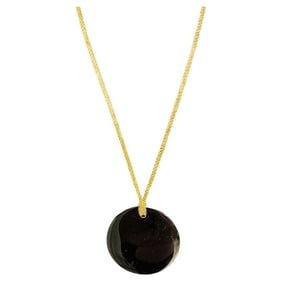 Elsa Peretti Tiffany & Co. Round Black Jade Pendant 18K Gold Mesh Necklace