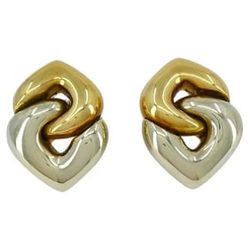Bulgari Doppio Cuore Two-tone 18k Gold Clip Earrings