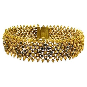 Antique 14k Gold Sapphire Bracelet Floral Design