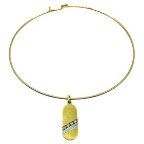 14k Gold Choker Necklace 18k Gold Diamond Pendant