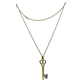 Diamond Heart Key Gold Pendant Necklace