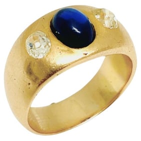 Vintage Gold Ring Three-Stone French Band