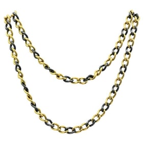 18k Gold Gunmetal Curb Link Chain Necklace