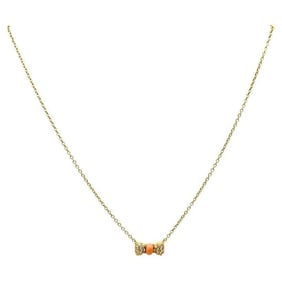 Van Cleef & Arpels Necklace 18k Gold Coral Diamond Bow Pendant