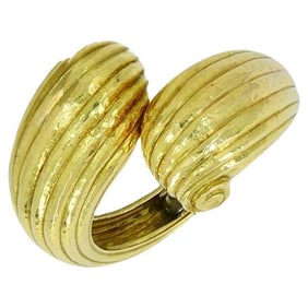 David Webb 18k Gold Hammered Swirl Crossover Hinge Bracelet
