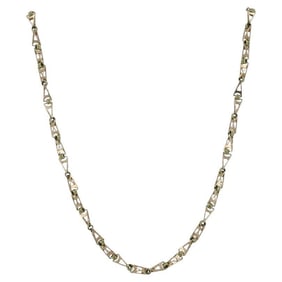 Vintage 14k Two-tone Gold Soviet Geometric Chain Link Necklace